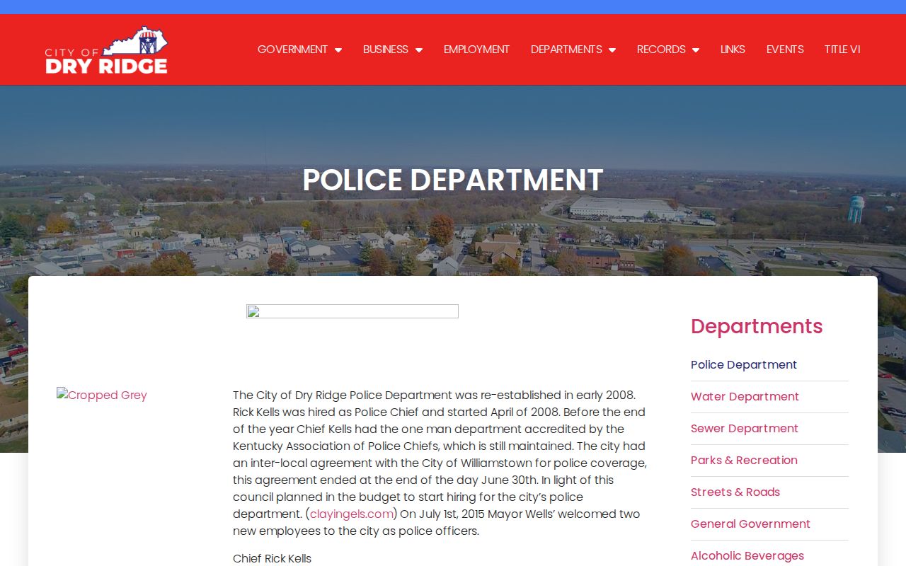 Dry Ridge Police Department criminal records information