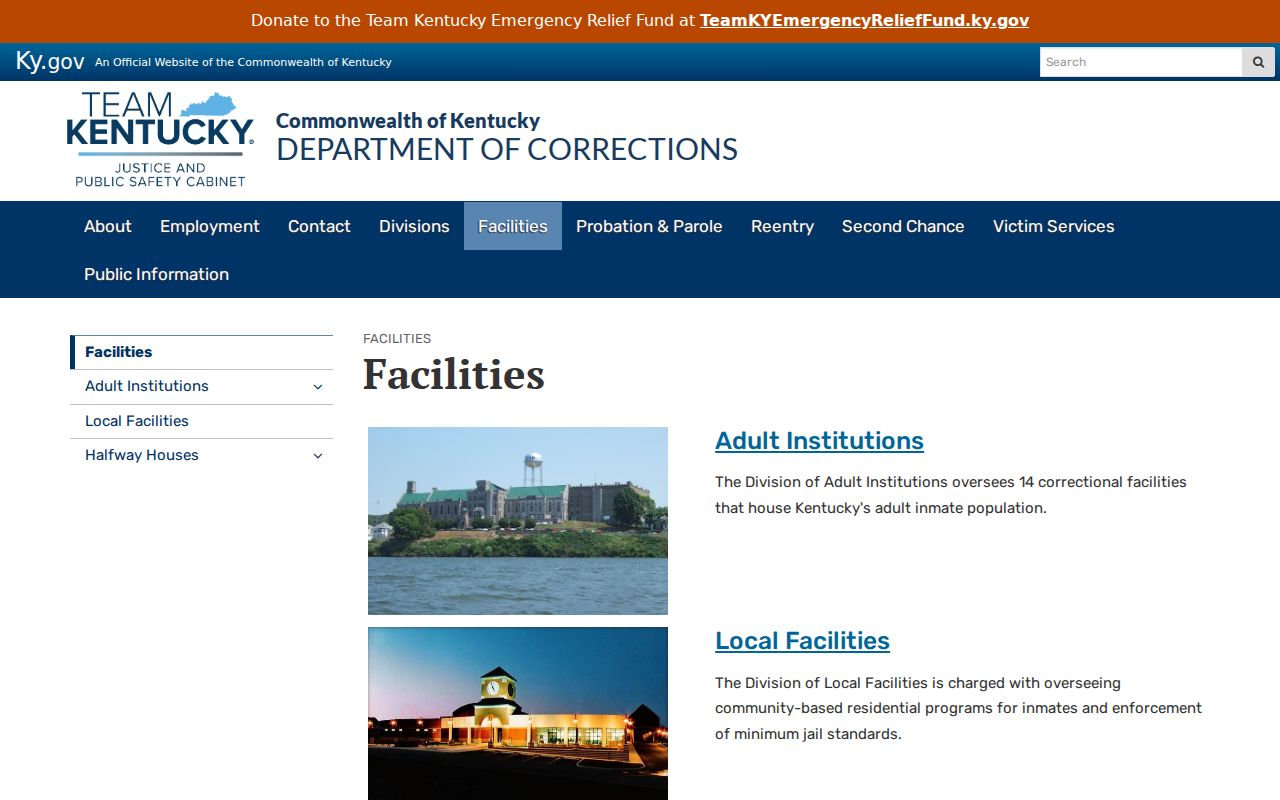 Kentucky correctional facilities connected to Dry Ridge records