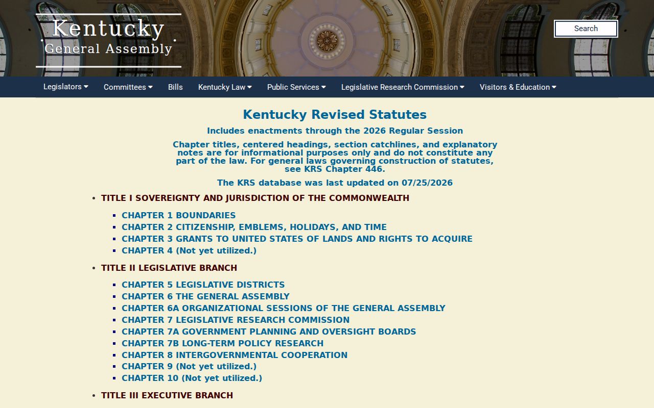 Kentucky statutes used for Williamstown criminal record checks